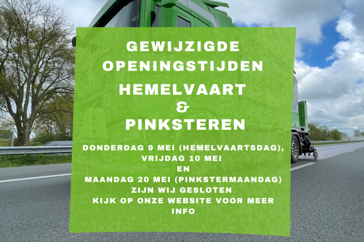 Sluiting tijdens Hemelvaart & Pinksteren